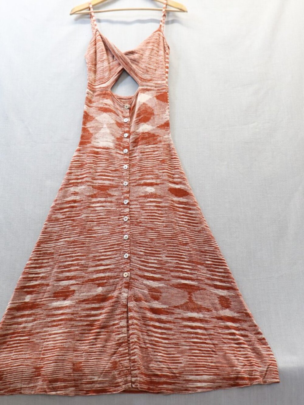 For Love & Lemons Isabela Midi Dress L NWT Brown Space Dye Knit Cut Out Twist - Picture 4 of 16